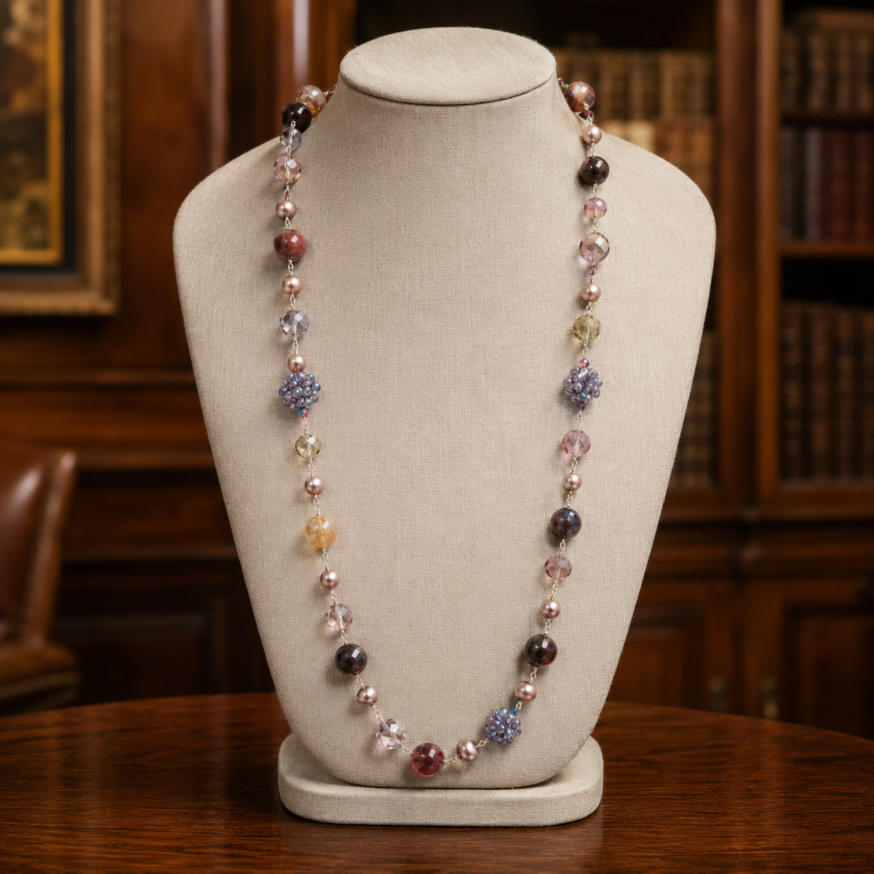 Velenti Multicolor Pearl & Glass Beaded Long Necklace
