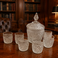 Indiana Glass Diamond Point 8-Piece Punch Set Clear Glass Vintage