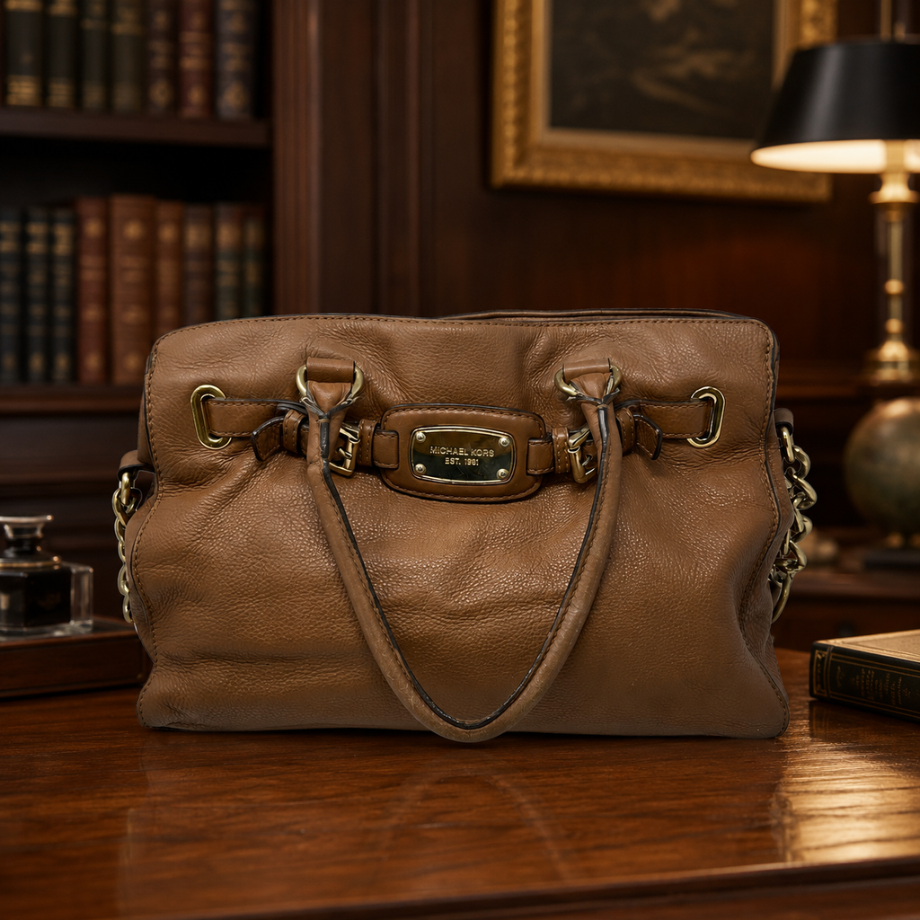 MICHAEL Michael Kors Saddle Brown Pebbled Leather Satchel