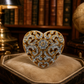 Swarovski Crystal Gold tone Heart Brooch