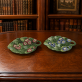 Fitz & Floyd Spring Floral Handled Bonbon Dishes Set of 2 Textured Majolica Style