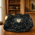 Betsey Johnson Black/Silver Metallic Purse w Gold Toned Hardware
