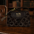 Coach Womens Madison 44443 Brown Op Art Signature Dots Zip Top Wristlet Wallet