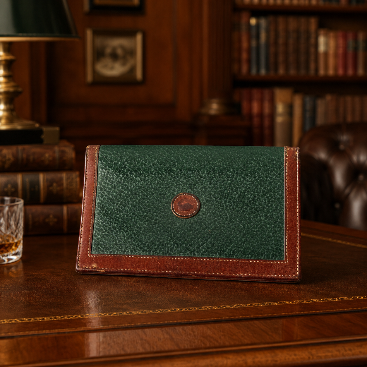 Dooney and Bourke Green Brown Leather Bifold Wallet Made in USA