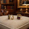Swarovski Purple Crystal Square Clip-On Earrings Gold Tone | Vintage Signed Designer Earrings