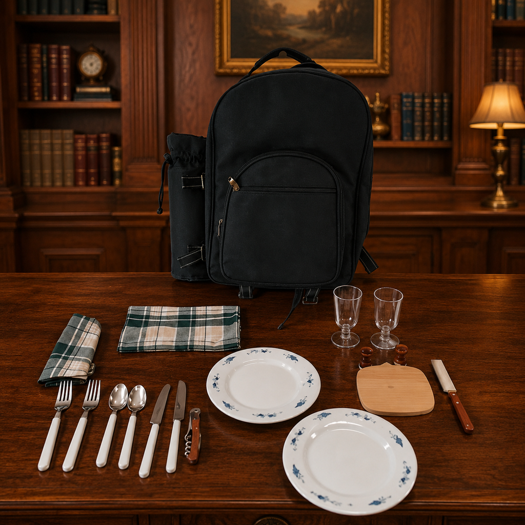 Picnic at Ascot 2-Person Picnic Set Backpack Plates Flatware & More