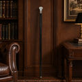 Black Walking Cane with Decorative Silver Tone Handle, Classic Dress Cane Walking Stick