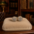 Silver Tone Stud Earrings with Pink and Clear Glass Stones