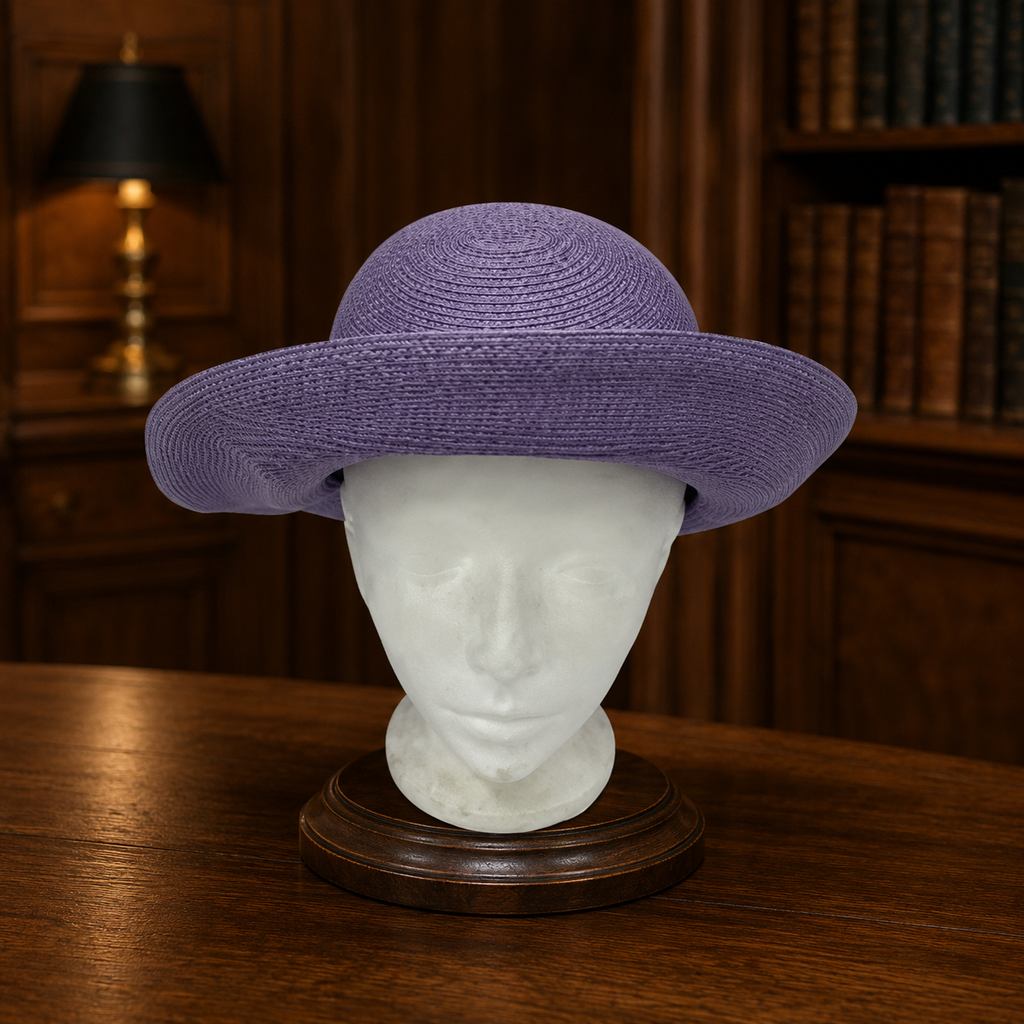 Vintage Lee Black by Neiman Marcus Women's Purple Faux Straw Bow Hat