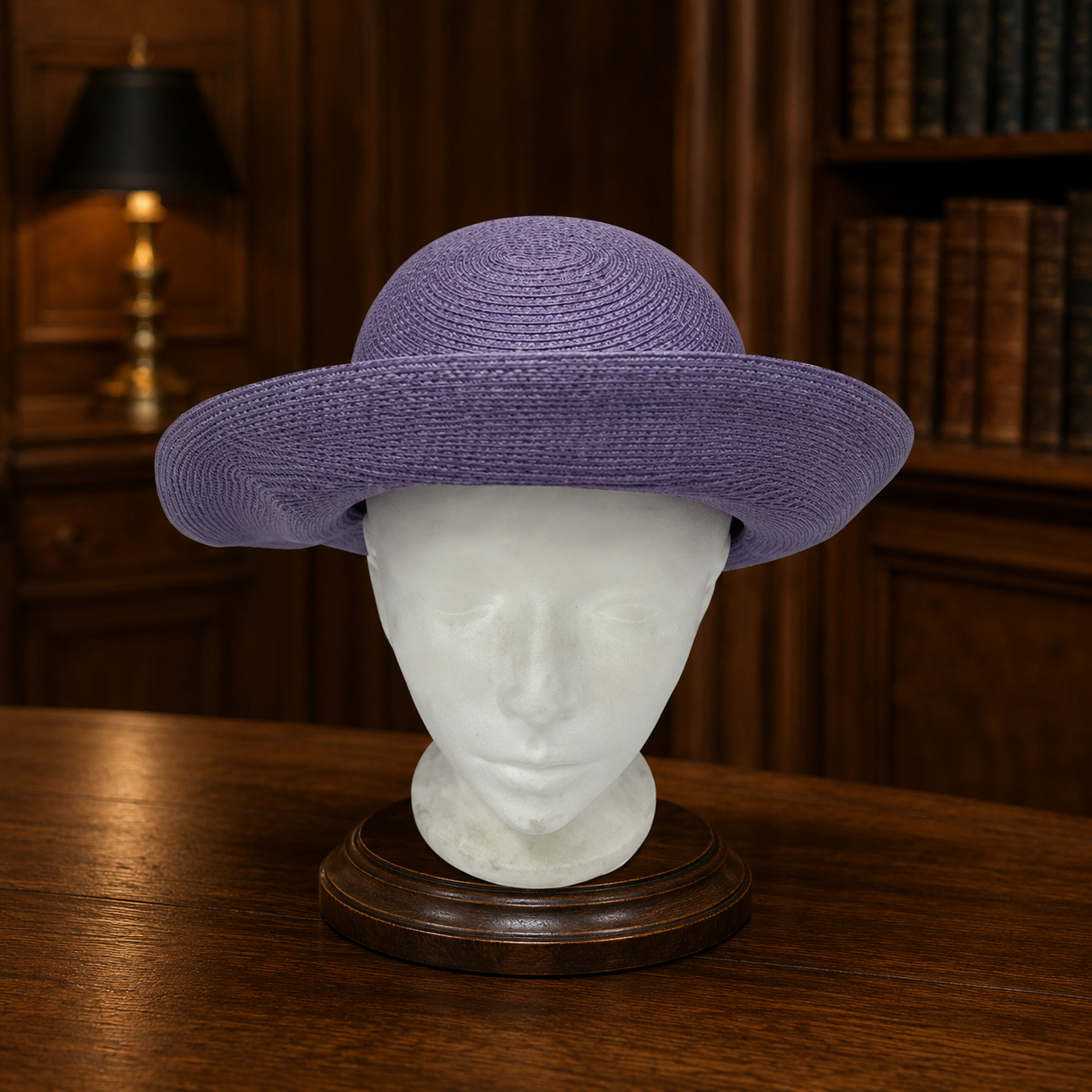 Vintage Lee Black by Neiman Marcus Women's Purple Faux Straw Bow Hat