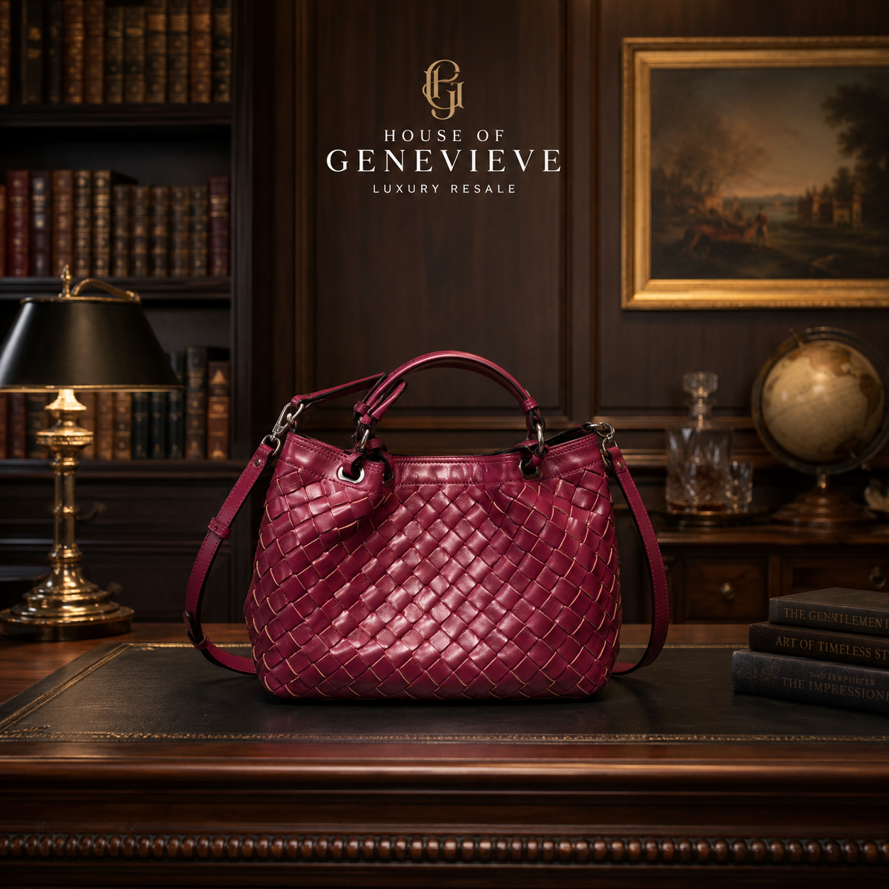Patricia Nash Rometta Magenta Woven Leather Satchel Tote Bag
