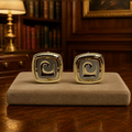 Pierre Cardin Two-Tone Gold Swirl Logo Cufflinks