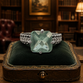 Silver Tone Lia Sophia Blue Glass Stone Ring 6.1g