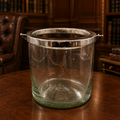 Vintage Light Green Glass Silver Plated Rim Ice Bucket