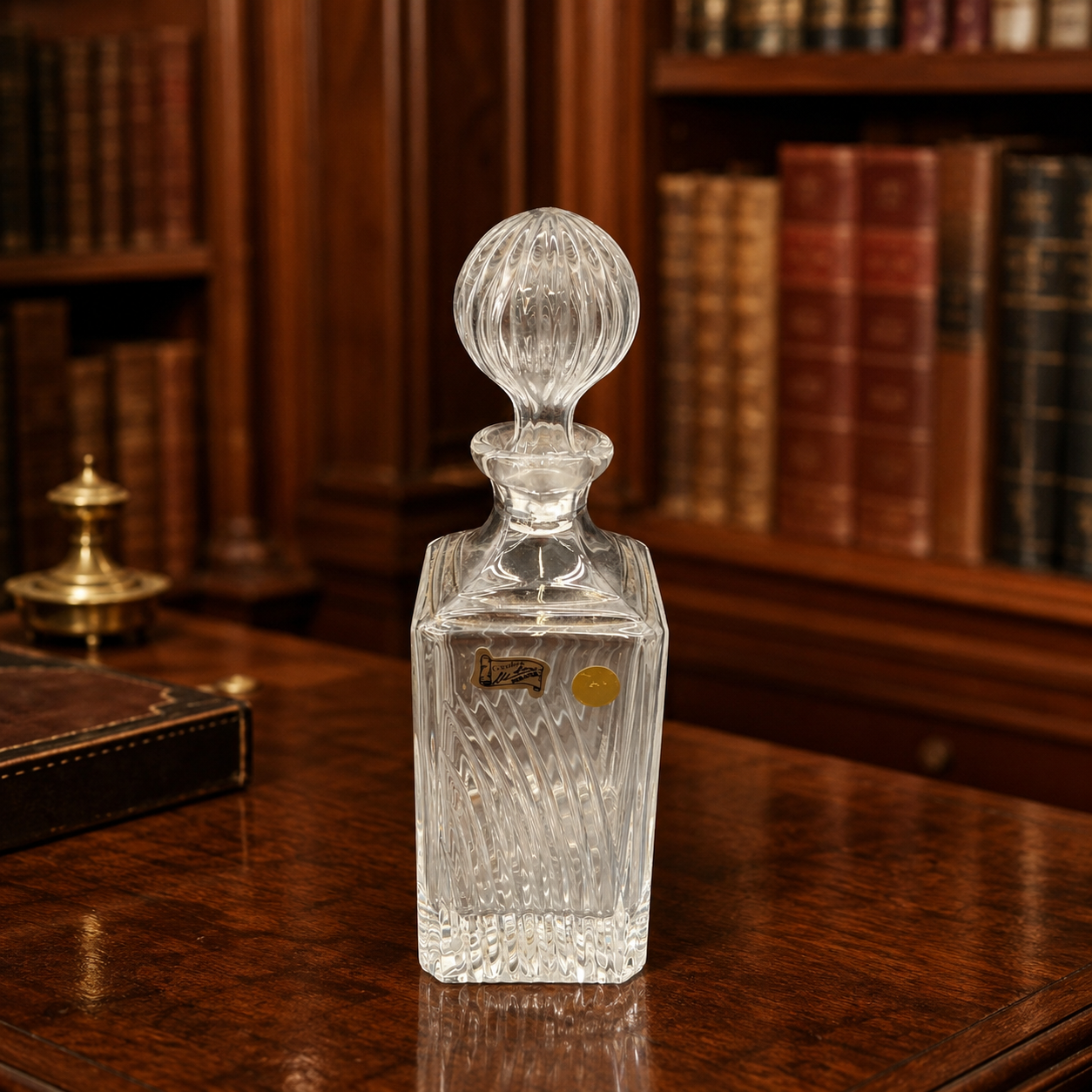 Cristallerie Lori Italian Crystal Swirl Decanter with Stopper