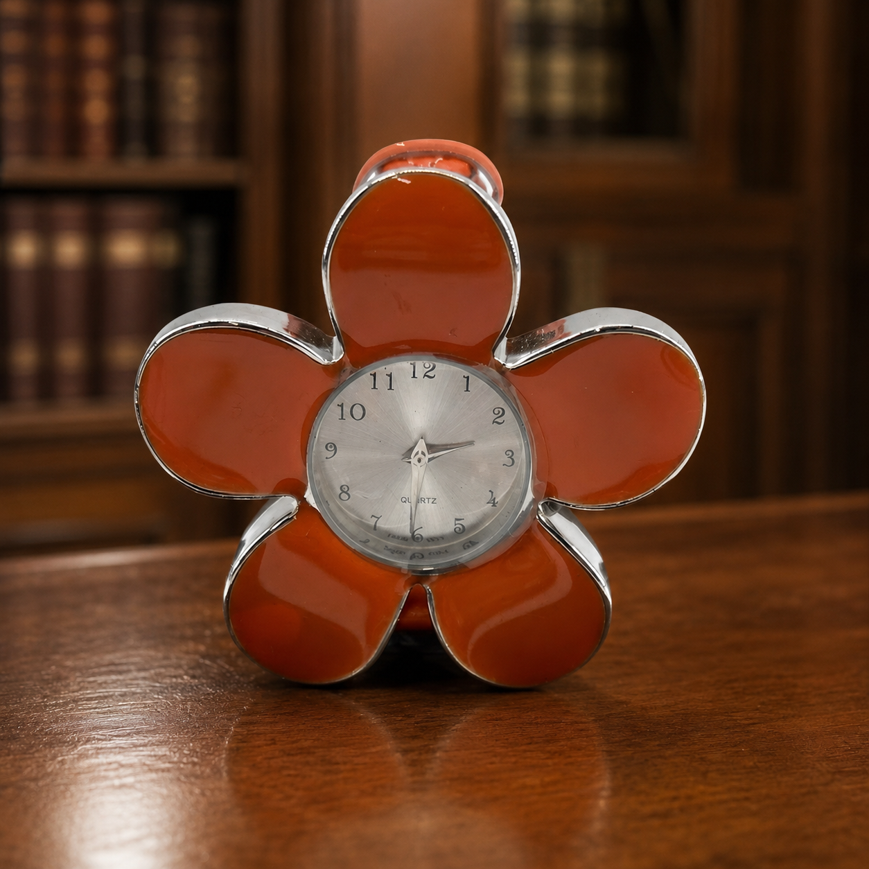 Daisy Flower Orange Leather Band Women's Watch (For Repair or Parts)