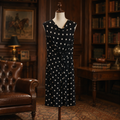 Lauren Ralph Lauren Women's Dark Blue Tan Polka Dots Dress Sz 12
