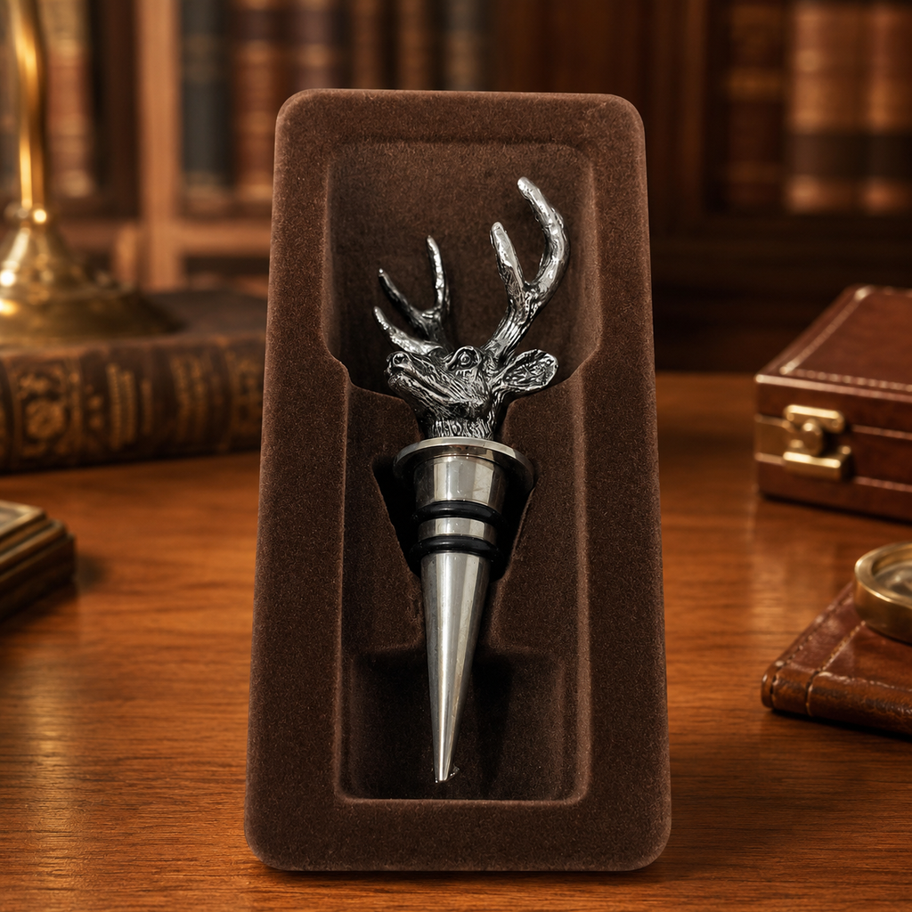 Silver Tone Stag Head Wine Bottle Stopper with Gift Box Barware Bottle Cork