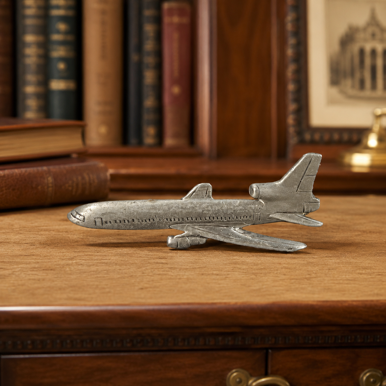 Lockheed L-1011 TriStar Pewter Tone Airliner Tie Tack 2 Inch Aviation Collectible