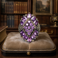 925 Sterling Silver Purple Stone & Marcasite Cocktail Ring Sz 5.5 — 12.9g