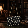 Betsey Johnson Black Polka Dot Shoulder Bag with Chain Strap