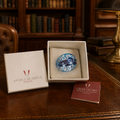 Vintage Antica Murrina Venezia Blue Murano Style Art Glass Statement Ring Size 6 with Original Box
