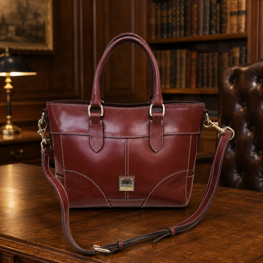 Dooney & Bourke Smooth Leather Satchel with Crossbody Strap