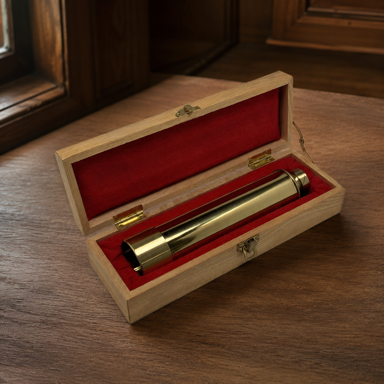 Vintage Jason Brass Spyglass Telescope with Original Wood Box – Gentleman’s Library Decor