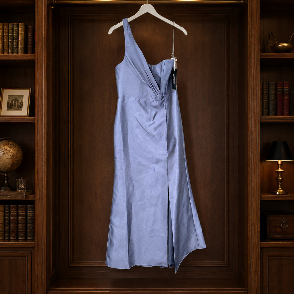 Alfred Sung Navy Midnight One-Shoulder Long Formal Dress Size 12