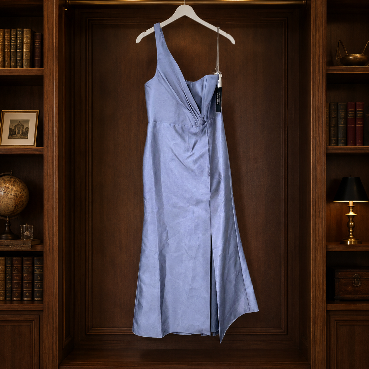 Alfred Sung Navy Midnight One-Shoulder Long Formal Dress Size 12