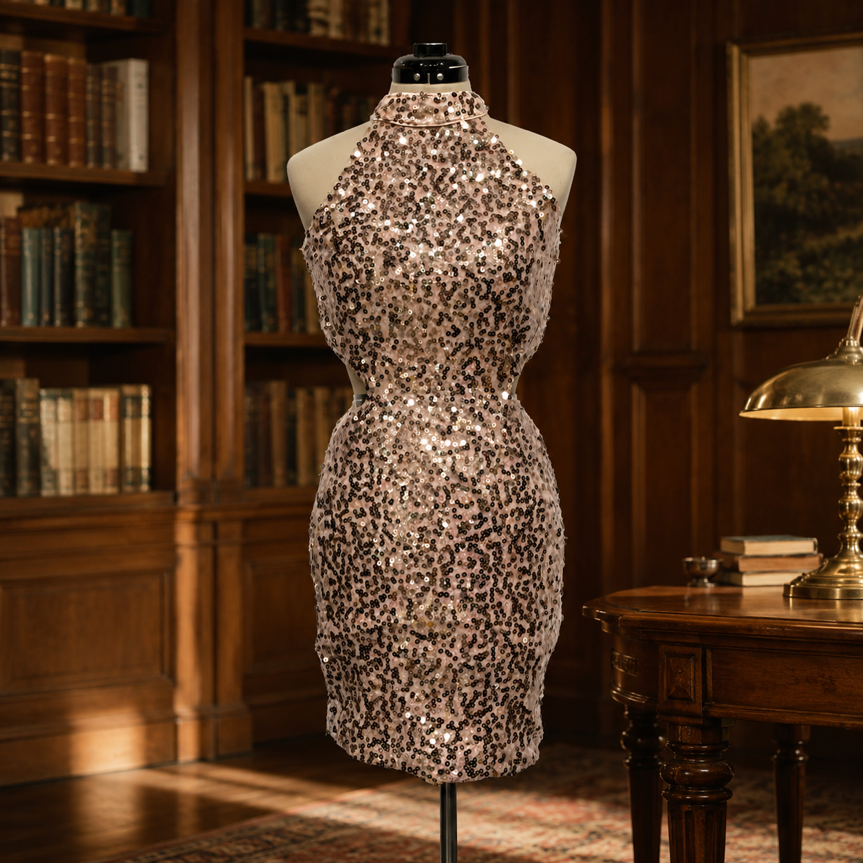 Charlotte Russe Womens Pink Sequin Cut-out Halter Cocktail Sheath Dress Size L