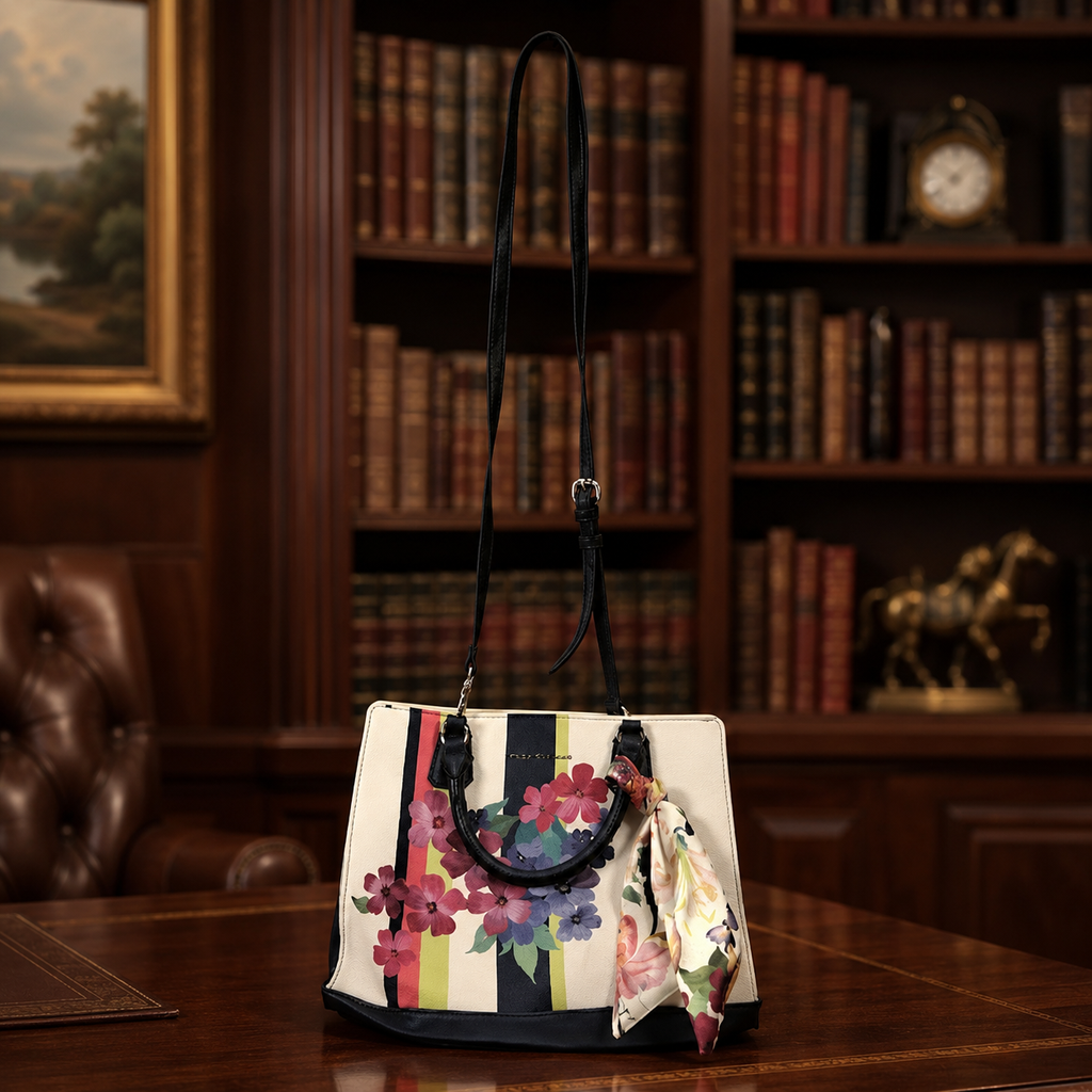 Dana Buchman Floral Tote Bag with Adjustable Strap Colorful Shopper Handbag