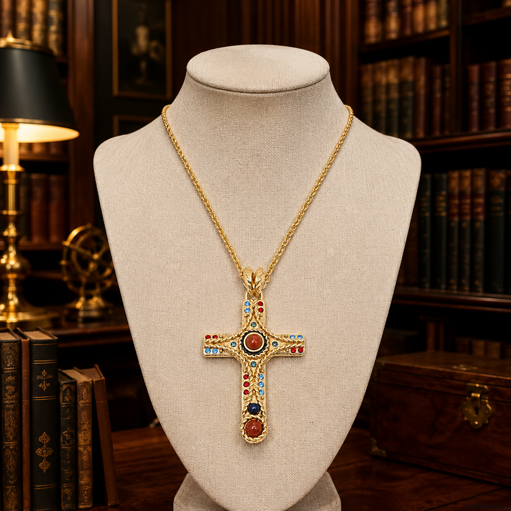 Camrose & Kross Jackie Kennedy Gold Tone Cross Necklace