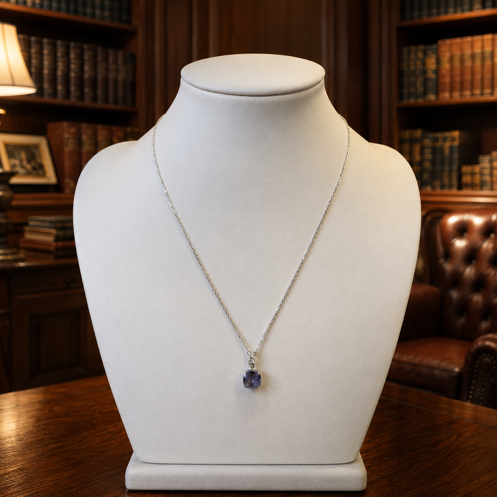 Swarovski Silver Tone Purple Crystal Pendant Necklace 3.7g
