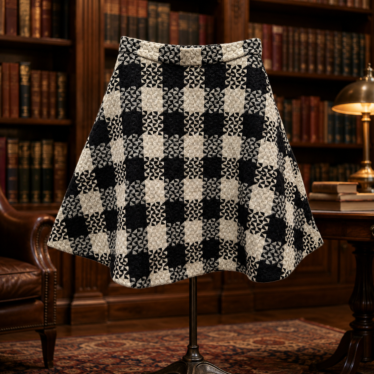Daxi Retro Styling Women's Black and White Skirt Size S
