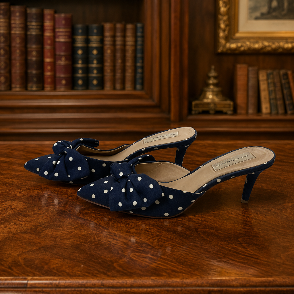Antonio Melani Womens Blue Polka Dot Slip-On Pointed Toe Mule Heels Size 9