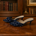 Antonio Melani Womens Blue Polka Dot Slip-On Pointed Toe Mule Heels Size 9