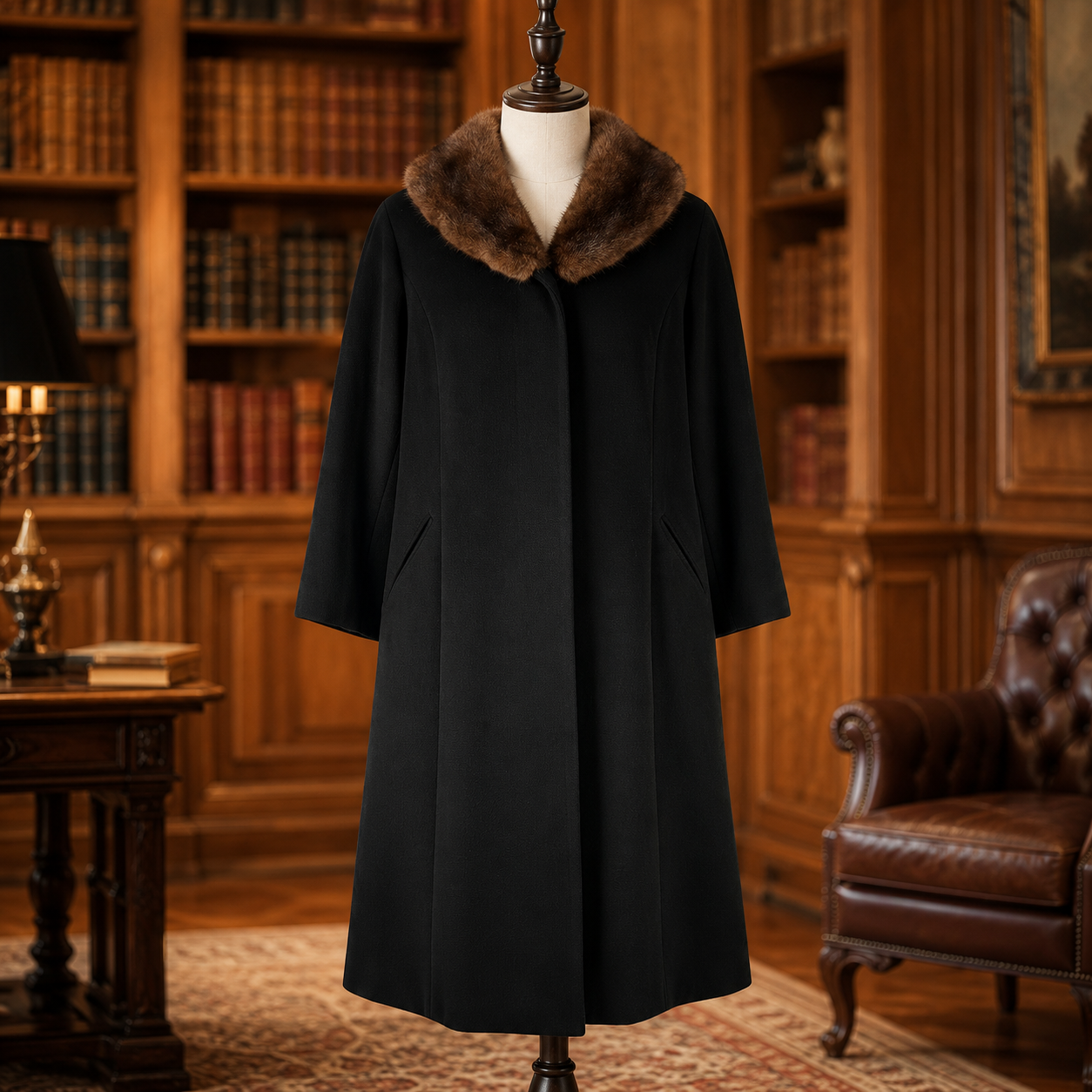 Vintage 1950s Mark IV 100% Cashmere Fur Coat, Size Small-Medium