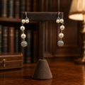 Monet Faux Pearl Rhinestone Clip-On Dangle Earrings