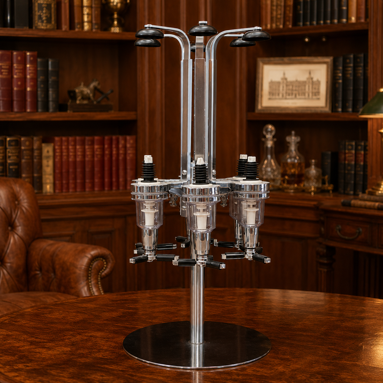 6-Bottle Revolving Liquor Dispenser Bar Butler Carousel Stand Shot Pourer