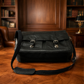 Wilsons Black Leather Messenger Bag