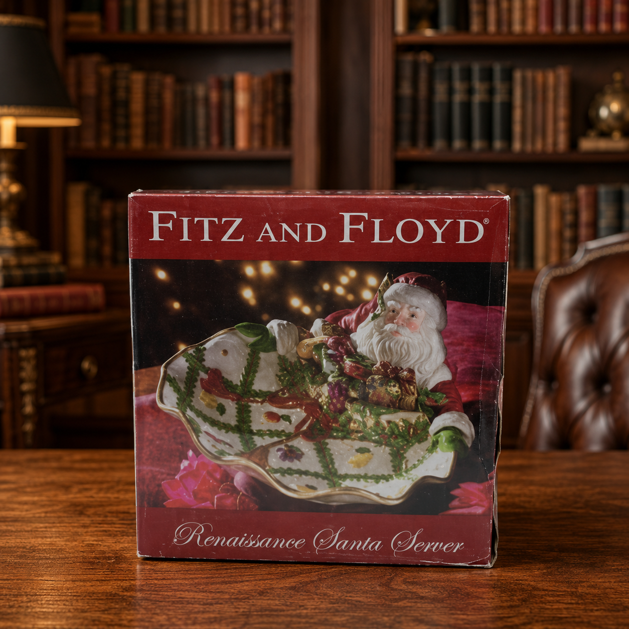 Fitz and Floyd Renaissance Santa Tidbit Server in Original Box | Christmas Candy Nut Dish Holiday Serveware