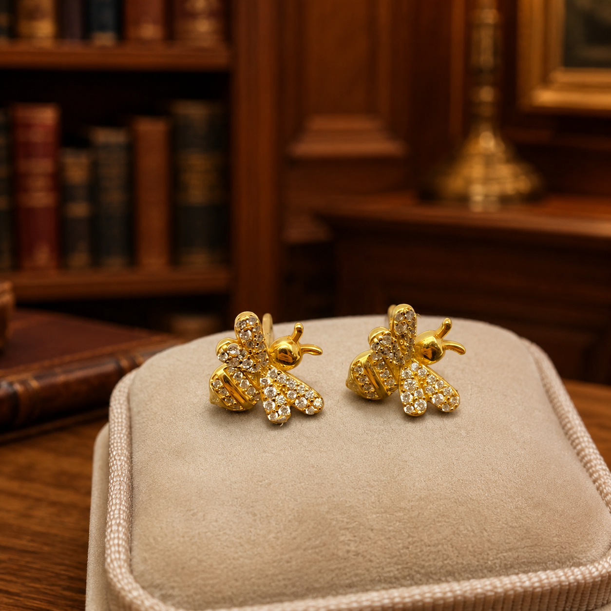 Sterling Silver 925 Gold Tone Bee Earrings