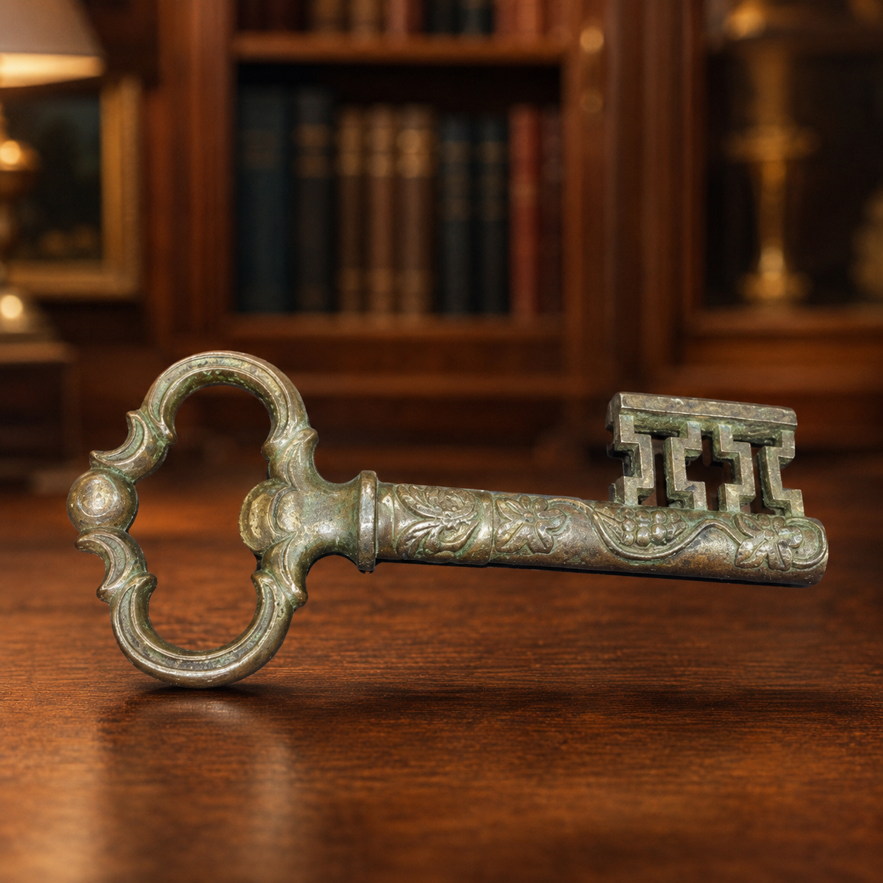 Vintage German Bremen Key-Shaped Brass Corkscrew Bottle Opener 11cm