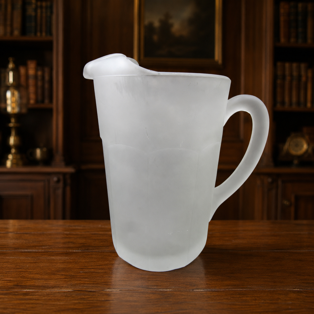 Vintage Tiara Indiana Glass Frosted Satin Paneled Patio Pitcher
