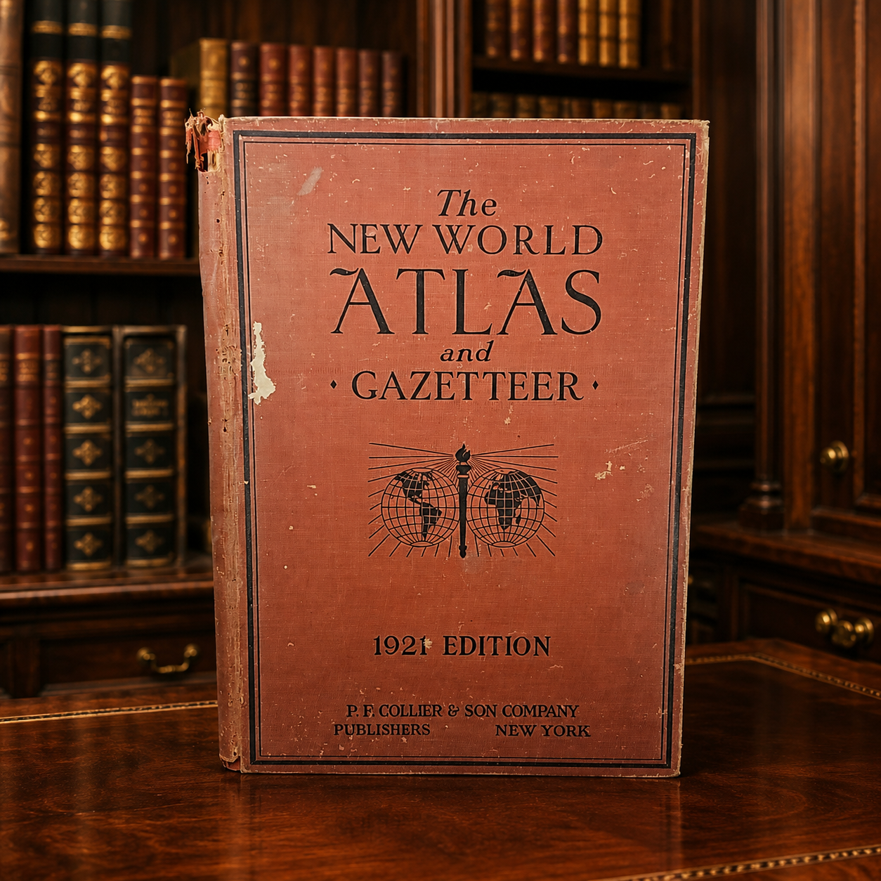 1921 The New World Atlas and Gazetteer Hardcover