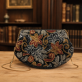 Carolyne Barton Beaded Evening Bag Floral Design 8 Inch Wide Vintage Style Clutch