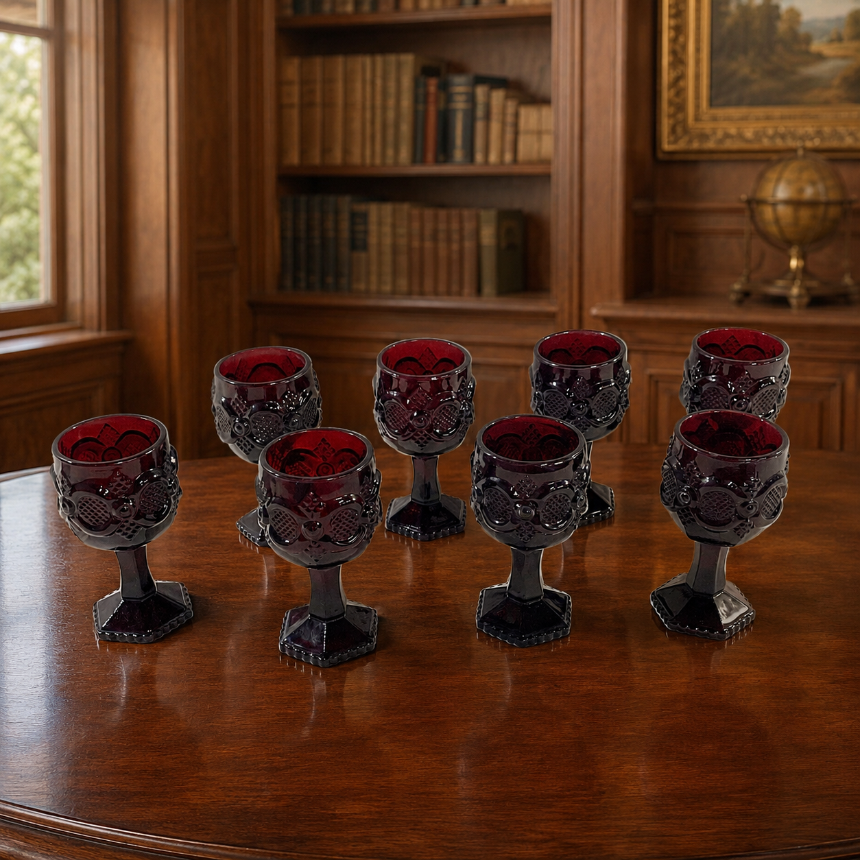 Vintage Avon Cape Cod Ruby Red Glasses Set of 8, 4.5 in. High