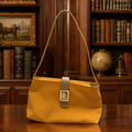 Lauren Ralph Lauren Mustard Yellow Nylon Shoulder Bag Gold Logo Everyday Purse
