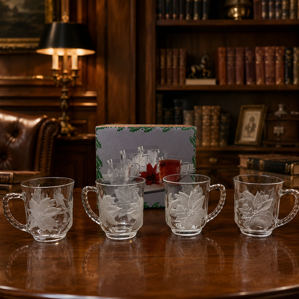WP&G Holiday Bouquet Crystal Frosted Mugs in Box